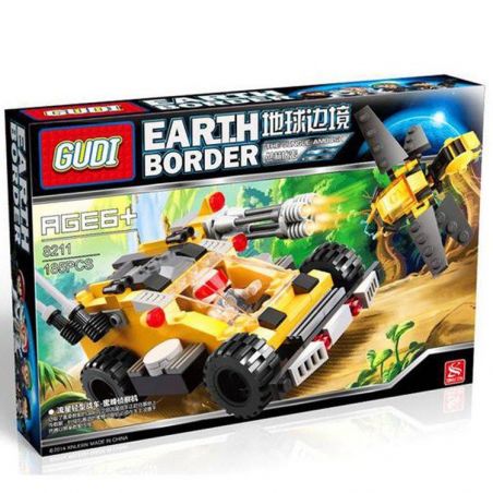GUDI 8211 non  Ô TÔ CHIẾN ĐẤU CÙNG ROBOT ONG bộ đồ chơi xếp lắp ráp ghép mô hình Earth Border Biến Giới Trái Đất 185 khối