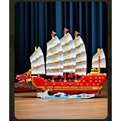 FORANGE FC6007 6007 non  THUYỀN JUFULONG bộ đồ chơi xếp lắp ráp ghép mô hình Creator Expert DRAGON BOAT Chuyên Gia Sáng Tạo 2207 khối