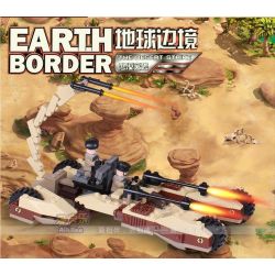 GUDI 8213 non  XE PHÁO BỌ CẠP 4 BÁNH bộ đồ chơi xếp lắp ráp ghép mô hình Earth Border Biến Giới Trái Đất 224 khối