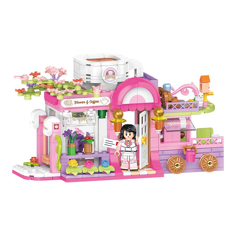TOP TOY TC2010 2010 non  THƯỞNG THỨC LOẠT CẢNH ĐƯỜNG PHỐ TUYỆT ĐẸP QUÁN CÀ PHÊ HUAMAN bộ đồ chơi xếp lắp ráp ghép mô hình Girl FLOWER CAFE Con Gái