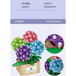DK 3029 non  GIỎ HOA CẨM TÚ CẦU FOAM MANOR bộ đồ chơi xếp lắp ráp ghép mô hình Flowers HYDRANGEA 902 khối