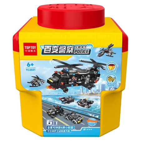 TOP TOY TC2501 2501 non  NHÓM CẢNH SÁT ĐA DẠNG 6IN1 bộ đồ chơi xếp lắp ráp ghép mô hình City POLICE Thành Phố