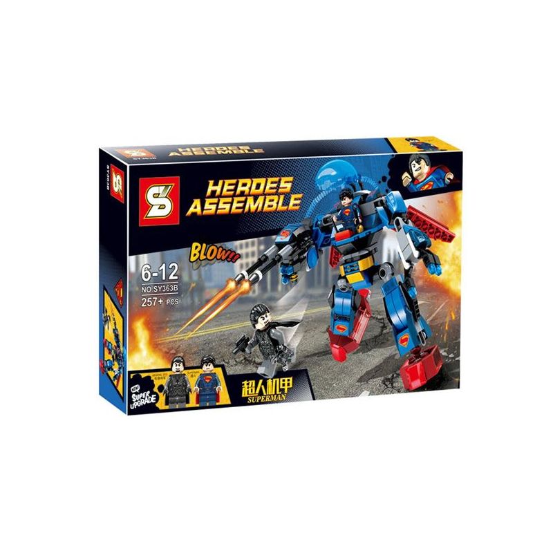 SY 363B non  MÁY SIÊU NHÂN bộ đồ chơi xếp lắp ráp ghép mô hình Super Heroes SUPERMAN'S MECHA Siêu Nhân Anh Hùng 257 khối