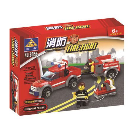 Kazi KY8055 8055 non  XE CỨU HỎA PHẢN LỰC BẰNG TAY bộ đồ chơi xếp lắp ráp ghép mô hình City FIRE FIGHT Thành Phố 143 khối