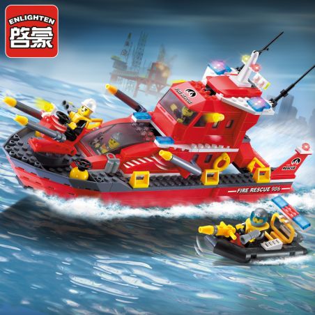 NOT  FIRE COMMAND CRAFT 7046 QMAN/ENLIGHTEN/KEEPPLEY 906 WANGE 040335 xếp lắp ráp ghép mô hình CẢNH SÁT VÀ CỨU HỘ THUYỀN CHỈ CHỮA CHÁY TÀU World City Thành Phố Thế Giới 269 khối