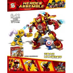 SY 1108 non  THANOS VS. MECHA THÉP MK46 bộ đồ chơi xếp lắp ráp ghép mô hình Super Heroes HEROES ASSEMBLE Siêu Nhân Anh Hùng 371 khối