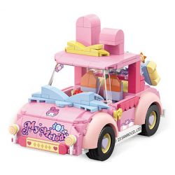 TOP TOY TC1710 1710 non  SANRIO VUI VẺ CUỐI TUẦN XE KẸO GIAI ĐIỆU bộ đồ chơi xếp lắp ráp ghép mô hình MY MELODY