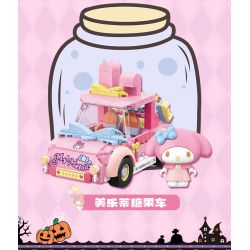 TOP TOY TC1710 1710 non  SANRIO VUI VẺ CUỐI TUẦN XE KẸO GIAI ĐIỆU bộ đồ chơi xếp lắp ráp ghép mô hình MY MELODY