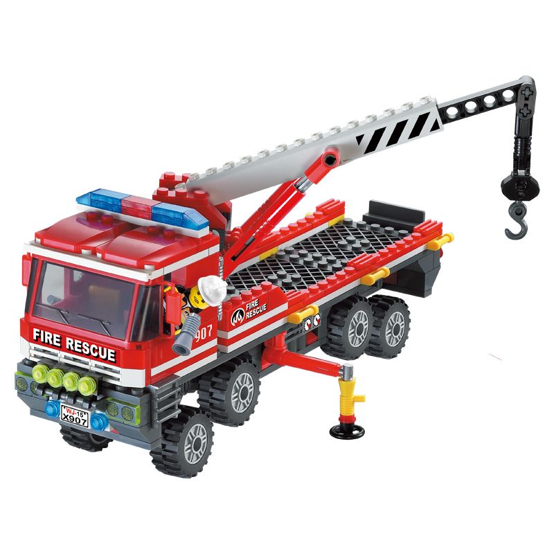 NOT  OFF-ROAD FIRE TRUCK & FIREBOAT 7213 QMAN ENLIGHTEN KEEPPLEY 907 xếp lắp ráp ghép mô hình XE CỨU HỎA & THUYỀN ĐỊA HÌNH City Thành Phố 388 khối