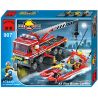 NOT  OFF-ROAD FIRE TRUCK & FIREBOAT 7213 QMAN ENLIGHTEN KEEPPLEY 907 xếp lắp ráp ghép mô hình XE CỨU HỎA & THUYỀN ĐỊA HÌNH City Thành Phố 388 khối