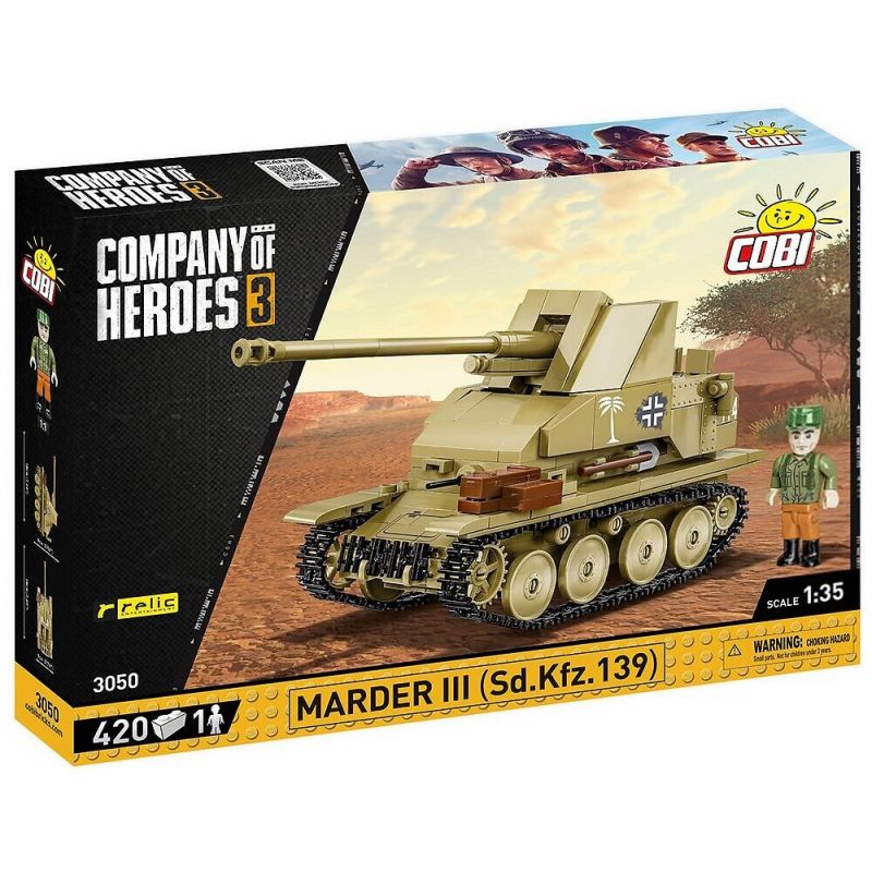 COBI 3050 non  ĐẠI ĐỘI ANH HÙNG 3 PHÁO CHỐNG TĂNG WEASEL MARDER III SD.KFZ.139 CỦA ĐỨC tỷ lệ 1:35 bộ đồ chơi xếp lắp ráp ghép mô hình Military Army Quân Sự Bộ Đội 420 khối