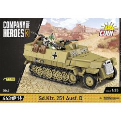 COBI 3049 non  ĐẠI ĐỘI ANH HÙNG 3 XE BỌC THÉP HẠNG NHẸ NỬA ĐƯỜNG SD.KFZ.251 tỷ lệ 1:35 bộ đồ chơi xếp lắp ráp ghép mô hình Military Army SD.KFZ. 251 AUSF.D Quân Sự Bộ Đội 463 khối
