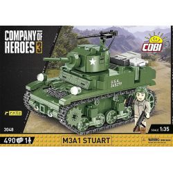 COBI 3048 non  ĐẠI ĐỘI ANH HÙNG 3 M3A1 STUART tỷ lệ 1:35 bộ đồ chơi xếp lắp ráp ghép mô hình Military Army Quân Sự Bộ Đội 490 khối