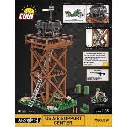 COBI 3042 non  ĐẠI ĐỘI ANH HÙNG 3 TRUNG TÂM HỖ TRỢ TRÊN KHÔNG CỦA MỸ tỷ lệ 1:35 bộ đồ chơi xếp lắp ráp ghép mô hình Military Army US AIR SUPPORT CENTER Quân Sự Bộ Đội 652 khối