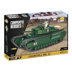 COBI 3046 non  ĐẠI ĐỘI ANH HÙNG 3 XE TĂNG BỘ BINH CHURCHILL MK. III tỷ lệ 1:35 bộ đồ chơi xếp lắp ráp ghép mô hình Military Army Quân Sự Bộ Đội 654 khối