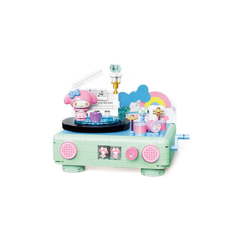 TOP TOY TC1909 1909 non  LÀN SÓNG RETRO CỦA GIA ĐÌNH SANRIO MÁY GHI ÂM VINYL GIAI ĐIỆU bộ đồ chơi xếp lắp ráp ghép mô hình Movie & Game MY MELODY Phim Và Trò Chơi 500 khối