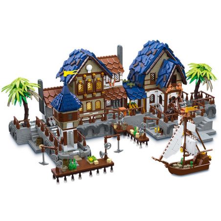 JIESTAR 89152 non  HẢI CẢNG THỜI TRUNG CỔ bộ đồ chơi xếp lắp ráp ghép mô hình Medieval Castle MEDIEVAL HARBOR Chiến Tranh Trung Cổ 2979 khối
