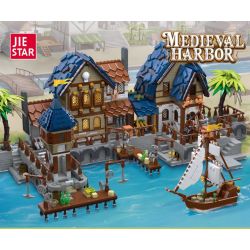 JIESTAR 89152 non  HẢI CẢNG THỜI TRUNG CỔ bộ đồ chơi xếp lắp ráp ghép mô hình Medieval Castle MEDIEVAL HARBOR Chiến Tranh Trung Cổ 2979 khối
