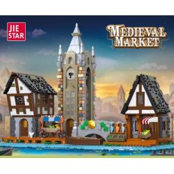 JIESTAR 89150 non  THỊ TRƯỜNG THỜI TRUNG CỔ bộ đồ chơi xếp lắp ráp ghép mô hình Medieval Castle MEDIEVAL MARKET Chiến Tranh Trung Cổ 3335 khối