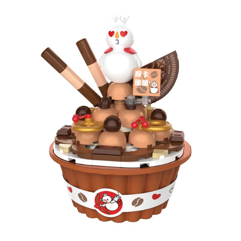 JAKI XWZB-23018 23018 XWZB23018 non  THÀNH PHỐ BĂNG MIXUE MOCHA CRUNCH SNOW KING SWEET HONEY PARADISE bộ đồ chơi xếp lắp ráp ghép mô hình SNOW KING MOCHA CAKE