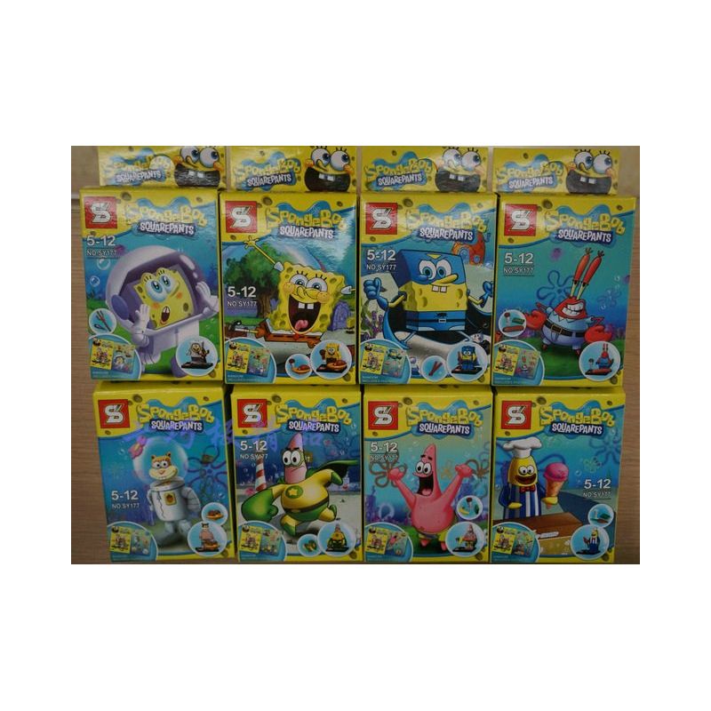 Q177 R J231 LELE 78023 SHENG YUAN SY SY177 non  8 NHÂN VẬT NHỎ bộ đồ chơi xếp lắp ráp ghép mô hình Spongebob Squarepants Chú Bọt Biển Tinh Nghịch