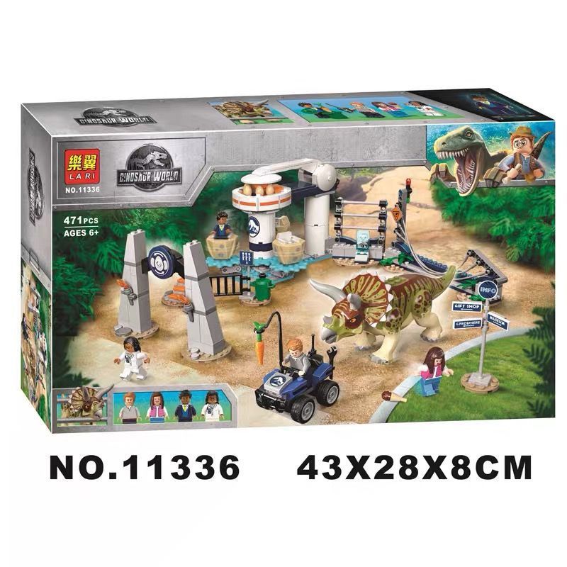 NOT  TRICERATOPS RAMPAGE 75937 LARI BELA 11336 xếp lắp ráp ghép mô hình TRICERATOPS RAMPAGE CƠN THỊNH NỘ CỦA THẾ GIỚI KỶ JURA HUNG HÃN Jurassic World Thế Giới Khủng Long 447 khối