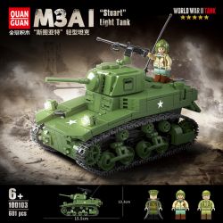 QuanGuan 100103 Quan Guan 100103 non  TĂNG HẠNG TRUNG M3 "GRANT LEE" bộ đồ chơi xếp lắp ráp ghép mô hình Military Army M3B1 Quân Sự Bộ Đội 601 khối