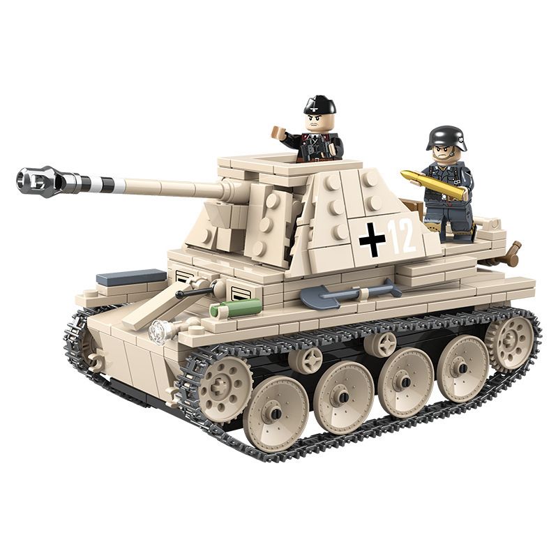 QuanGuan 100083 Quan Guan 100083 non  PHÁO CHỐNG TĂNG TỰ HÀNH WEASEL bộ đồ chơi xếp lắp ráp ghép mô hình Military Army SD.KFZ.138 MARDER III AUSF.H Quân Sự Bộ Đội 608 khối