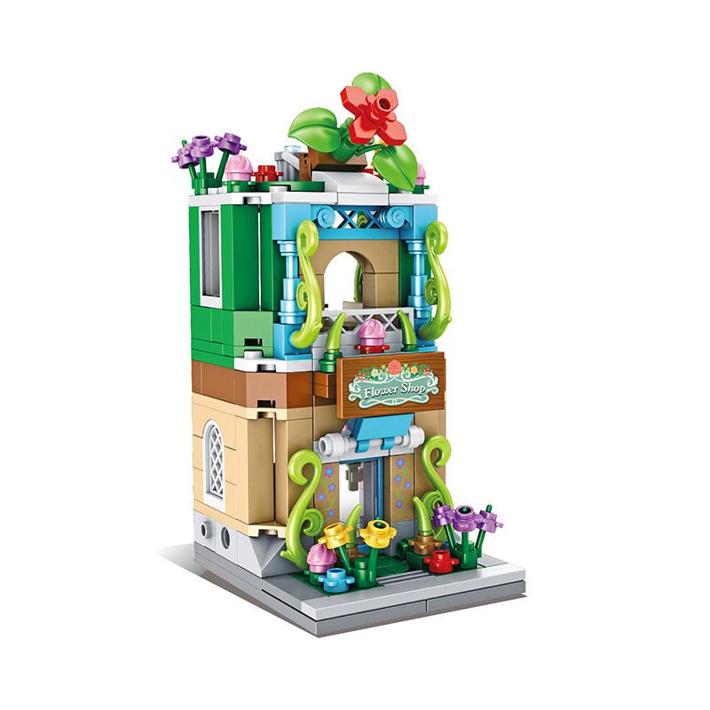 PanlosBrick 657037 Panlos Brick 657037 non  CỬA HÀNG HOA bộ đồ chơi xếp lắp ráp ghép mô hình Mini Modular STREEVIEW Đường Phố Thu Nhỏ 281 khối