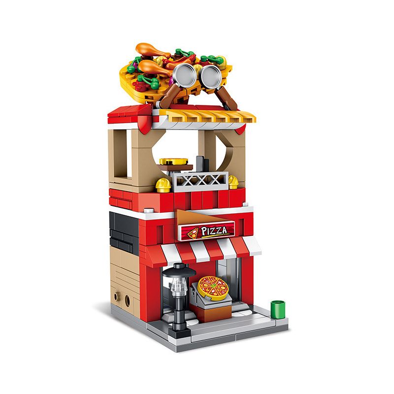 PanlosBrick 657034 Panlos Brick 657034 non  CỬA HÀNG BÁNH PIZZA bộ đồ chơi xếp lắp ráp ghép mô hình Mini Modular STREEVIEW Đường Phố Thu Nhỏ 260 khối