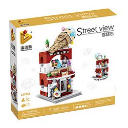 PanlosBrick 657033 Panlos Brick 657033 non  CỬA HÀNG KEM bộ đồ chơi xếp lắp ráp ghép mô hình Mini Modular STREEVIEW Đường Phố Thu Nhỏ 254 khối