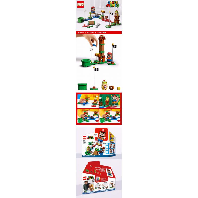 NOT  STARTER KIT BUNDLE WITH GIFT 71360 1995 71710 TANK 60020 xếp lắp ráp ghép mô hình MONTY MOLE & SUPER MUSHROOM ADVENTURES WITH MARIO CUỘC PHIÊU LƯU CÙNG Super Mario Thợ Sửa Ống Nước 394 khối