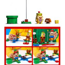 NOT  STARTER KIT BUNDLE WITH GIFT 71360 1995 71710 TANK 60020 xếp lắp ráp ghép mô hình MONTY MOLE & SUPER MUSHROOM ADVENTURES WITH MARIO CUỘC PHIÊU LƯU CÙNG Super Mario Thợ Sửa Ống Nước 394 khối
