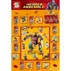 SY 1182 non  SIÊU ANH HÙNG IRON MAN STARK MINIFIGURE 8 LOẠI MECHA KẾT HỢP bộ đồ chơi xếp lắp ráp ghép mô hình Super Heroes HEROES ASSEMBLE Siêu Nhân Anh Hùng 308 khối