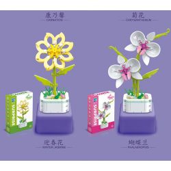 ZUANMA 103D non  8 LOẠI CHẬU HOA bộ đồ chơi xếp lắp ráp ghép mô hình Flowers