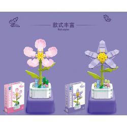 ZUANMA 103D non  8 LOẠI CHẬU HOA bộ đồ chơi xếp lắp ráp ghép mô hình Flowers