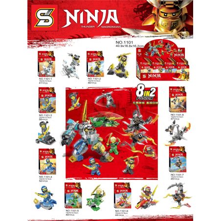 SY 1101 non  8 LOẠI NHÂN VẬT NINJAGO CÓ THỂ ĐƯỢC KẾT HỢP bộ đồ chơi xếp lắp ráp ghép mô hình The  Ninjago Movie NINJA THUNDER SWORDSMAN Ninja Lốc Xoáy 382 khối
