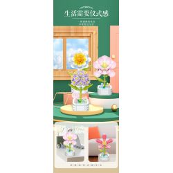 ZUANMA 103C non  CHẬU HOA 8 PHONG CÁCH TRÀN ĐẦY TÌNH YÊU SẼ KHÔNG BAO GIỜ CHẾT bộ đồ chơi xếp lắp ráp ghép mô hình Flowers