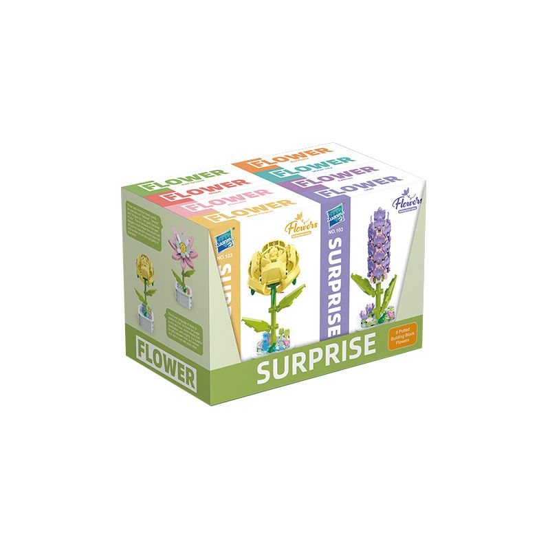 ZUANMA 103B non  HOA TRỒNG TRONG CHẬU 8 KIỂU QUÀ TẶNG BẠN MÙA XUÂN bộ đồ chơi xếp lắp ráp ghép mô hình Flowers