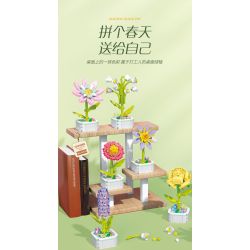 ZUANMA 103B non  HOA TRỒNG TRONG CHẬU 8 KIỂU QUÀ TẶNG BẠN MÙA XUÂN bộ đồ chơi xếp lắp ráp ghép mô hình Flowers