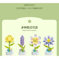 ZUANMA 103B non  HOA TRỒNG TRONG CHẬU 8 KIỂU QUÀ TẶNG BẠN MÙA XUÂN bộ đồ chơi xếp lắp ráp ghép mô hình Flowers