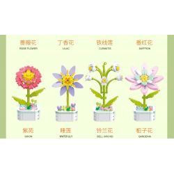 ZUANMA 103B non  HOA TRỒNG TRONG CHẬU 8 KIỂU QUÀ TẶNG BẠN MÙA XUÂN bộ đồ chơi xếp lắp ráp ghép mô hình Flowers