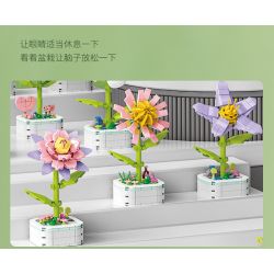 ZUANMA 103B non  HOA TRỒNG TRONG CHẬU 8 KIỂU QUÀ TẶNG BẠN MÙA XUÂN bộ đồ chơi xếp lắp ráp ghép mô hình Flowers