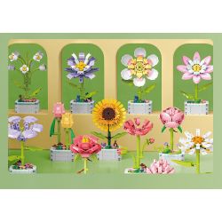 ZUANMA 103B non  HOA TRỒNG TRONG CHẬU 8 KIỂU QUÀ TẶNG BẠN MÙA XUÂN bộ đồ chơi xếp lắp ráp ghép mô hình Flowers