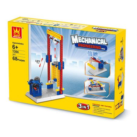 WANGE 1304 non  MÁY XÂY DỰNG-THANG 3 TRONG 1 bộ đồ chơi xếp lắp ráp ghép mô hình  MECHANICAL ENGINEERING - LIFT 3IN1 Kỹ Thuật Công Nghệ Cao Mô Hình Phương Tiện 68 khối