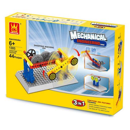 WANGE 1303 non  MÁY BẮN XÂY DỰNG 3 TRONG 1 bộ đồ chơi xếp lắp ráp ghép mô hình  MECHANICAL ENGINEERING - SHOOTING MACHINE 3IN1 Kỹ Thuật Công Nghệ Cao Mô Hình Phương Tiện 44 khối