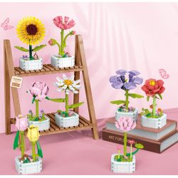 ZUANMA 103A non  CHẬU HOA HÃY DÀNH CHÚT THỜI GIAN ĐỂ TẠO RA 8 KIỂU MÙA XUÂN bộ đồ chơi xếp lắp ráp ghép mô hình Flowers