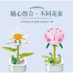 ZUANMA 103A non  CHẬU HOA HÃY DÀNH CHÚT THỜI GIAN ĐỂ TẠO RA 8 KIỂU MÙA XUÂN bộ đồ chơi xếp lắp ráp ghép mô hình Flowers