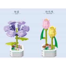ZUANMA 103A non  CHẬU HOA HÃY DÀNH CHÚT THỜI GIAN ĐỂ TẠO RA 8 KIỂU MÙA XUÂN bộ đồ chơi xếp lắp ráp ghép mô hình Flowers