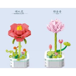 ZUANMA 103A non  CHẬU HOA HÃY DÀNH CHÚT THỜI GIAN ĐỂ TẠO RA 8 KIỂU MÙA XUÂN bộ đồ chơi xếp lắp ráp ghép mô hình Flowers